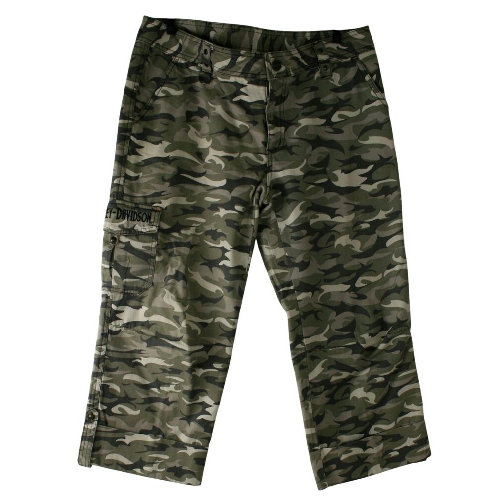 Harley-Davidson Camouflage Cargo Pants Women's Size 8 Cotton Blend Army Green - Picture 9 of 12